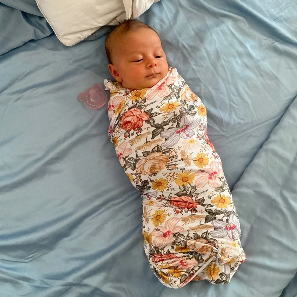 Vintage floral baby swaddle blanket